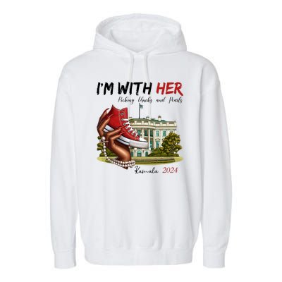 Im With Her Chucks And Pearls Kamala Harris White House 2024 Garment-Dyed Fleece Hoodie