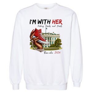 Im With Her Chucks And Pearls Kamala Harris White House 2024 Garment-Dyed Sweatshirt