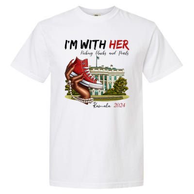 Im With Her Chucks And Pearls Kamala Harris White House 2024 Garment-Dyed Heavyweight T-Shirt