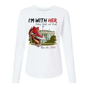 Im With Her Chucks And Pearls Kamala Harris White House 2024 Womens Cotton Relaxed Long Sleeve T-Shirt