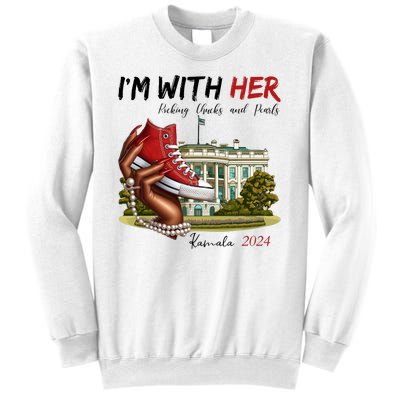 Im With Her Chucks And Pearls Kamala Harris White House 2024 Sweatshirt