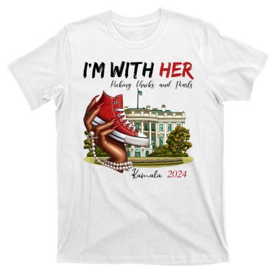 Im With Her Chucks And Pearls Kamala Harris White House 2024 T-Shirt