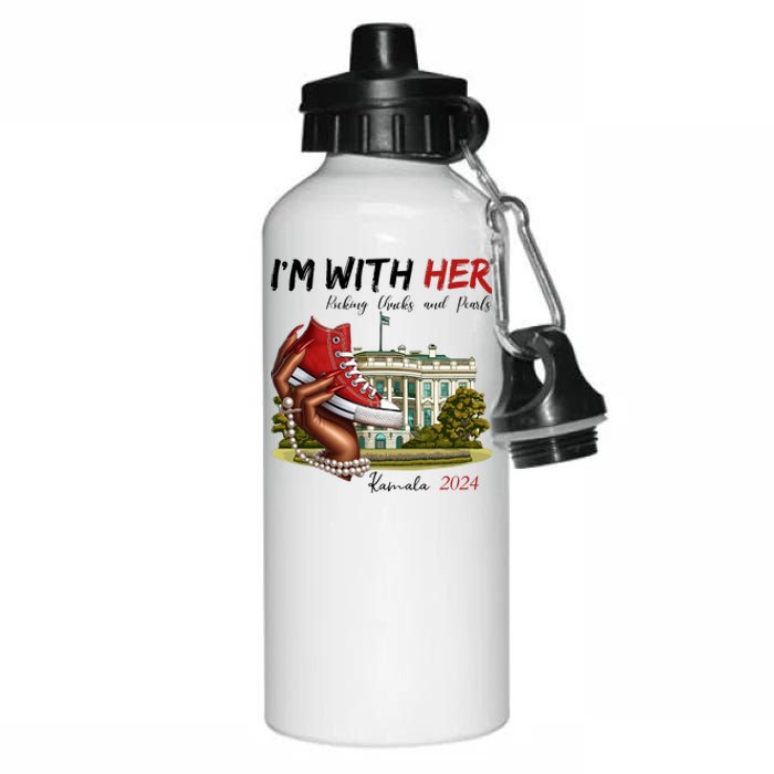 Im With Her Chucks And Pearls Kamala Harris White House 2024 Aluminum Water Bottle