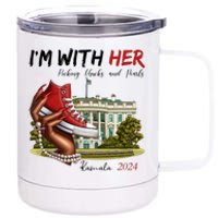 Im With Her Chucks And Pearls Kamala Harris White House 2024 12 oz Stainless Steel Tumbler Cup