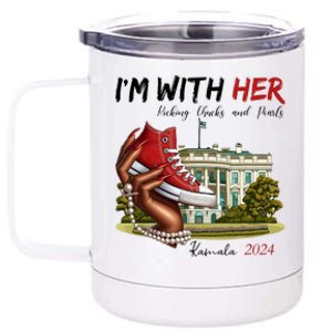 Im With Her Chucks And Pearls Kamala Harris White House 2024 12 oz Stainless Steel Tumbler Cup