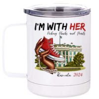 Im With Her Chucks And Pearls Kamala Harris White House 2024 12 oz Stainless Steel Tumbler Cup