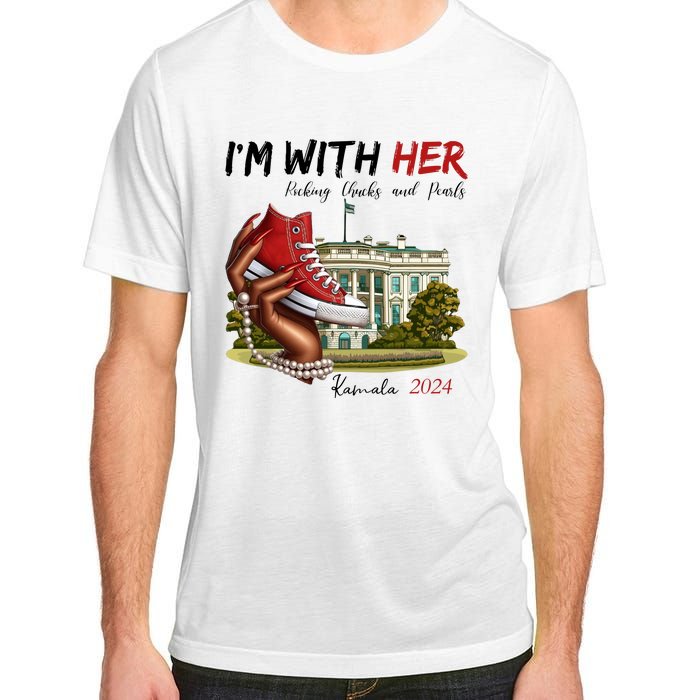 Im With Her Chucks And Pearls Kamala Harris White House 2024 Adult ChromaSoft Performance T-Shirt