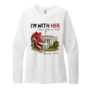 Im With Her Chucks And Pearls Kamala Harris White House 2024 Womens CVC Long Sleeve Shirt