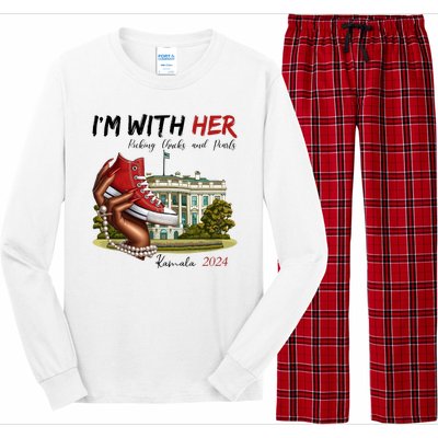 Im With Her Chucks And Pearls Kamala Harris White House 2024 Long Sleeve Pajama Set