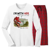 Im With Her Chucks And Pearls Kamala Harris White House 2024 Women's Long Sleeve Flannel Pajama Set 