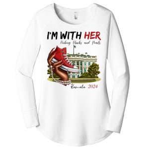 Im With Her Chucks And Pearls Kamala Harris White House 2024 Women's Perfect Tri Tunic Long Sleeve Shirt