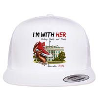 Im With Her Chucks And Pearls Kamala Harris White House 2024 Flat Bill Trucker Hat