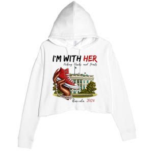 Im With Her Chucks And Pearls Kamala Harris White House 2024 Crop Fleece Hoodie