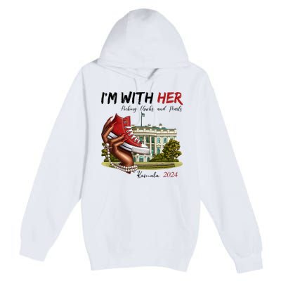 Im With Her Chucks And Pearls Kamala Harris White House 2024 Premium Pullover Hoodie