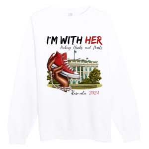 Im With Her Chucks And Pearls Kamala Harris White House 2024 Premium Crewneck Sweatshirt