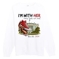 Im With Her Chucks And Pearls Kamala Harris White House 2024 Premium Crewneck Sweatshirt