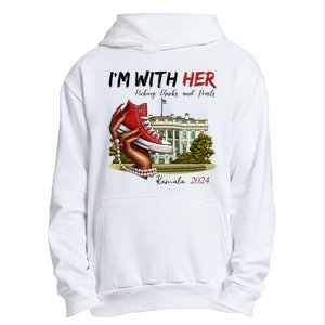 Im With Her Chucks And Pearls Kamala Harris White House 2024 Urban Pullover Hoodie