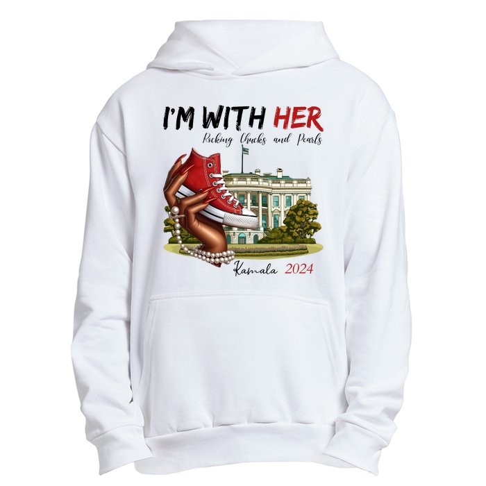 Im With Her Chucks And Pearls Kamala Harris White House 2024 Urban Pullover Hoodie