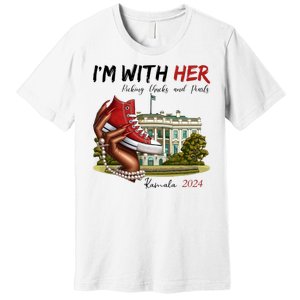 Im With Her Chucks And Pearls Kamala Harris White House 2024 Premium T-Shirt