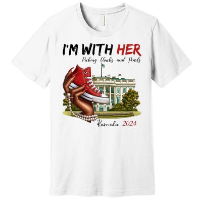 Im With Her Chucks And Pearls Kamala Harris White House 2024 Premium T-Shirt