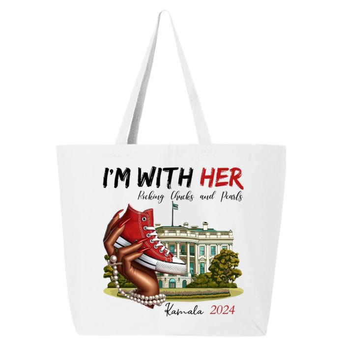 Im With Her Chucks And Pearls Kamala Harris White House 2024 25L Jumbo Tote