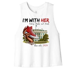 Im With Her Chucks And Pearls Kamala Harris White House 2024 Women's Racerback Cropped Tank