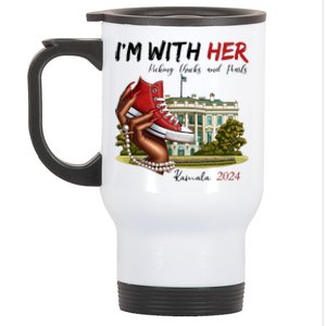 Im With Her Chucks And Pearls Kamala Harris White House 2024 Stainless Steel Travel Mug