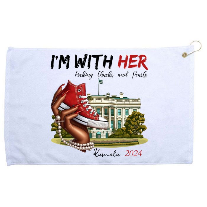 Im With Her Chucks And Pearls Kamala Harris White House 2024 Grommeted Golf Towel