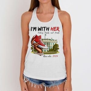 Im With Her Chucks And Pearls Kamala Harris White House 2024 Women's Knotted Racerback Tank