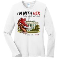 Im With Her Chucks And Pearls Kamala Harris White House 2024 Ladies Long Sleeve Shirt