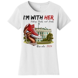 Im With Her Chucks And Pearls Kamala Harris White House 2024 Women's T-Shirt