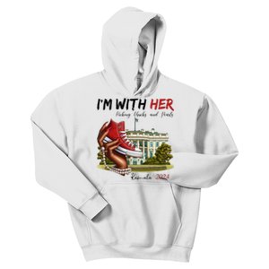 Im With Her Chucks And Pearls Kamala Harris White House 2024 Kids Hoodie