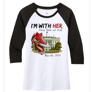 Im With Her Chucks And Pearls Kamala Harris White House 2024 Women's Tri-Blend 3/4-Sleeve Raglan Shirt