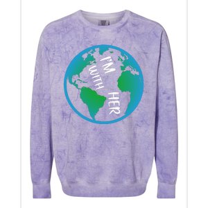 Im With Her Earth Day Colorblast Crewneck Sweatshirt