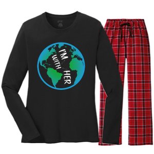 Im With Her Earth Day Women's Long Sleeve Flannel Pajama Set 