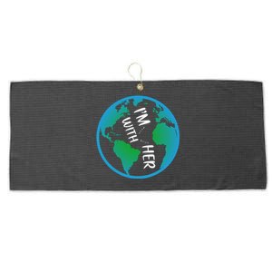 Im With Her Earth Day Large Microfiber Waffle Golf Towel