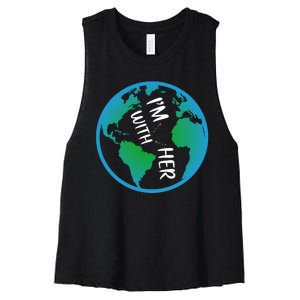 Im With Her Earth Day Women's Racerback Cropped Tank