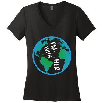 Im With Her Earth Day Women's V-Neck T-Shirt