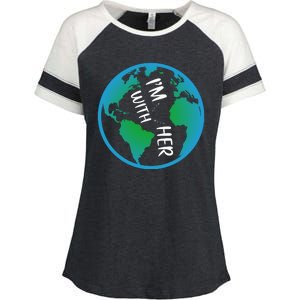 Im With Her Earth Day Enza Ladies Jersey Colorblock Tee