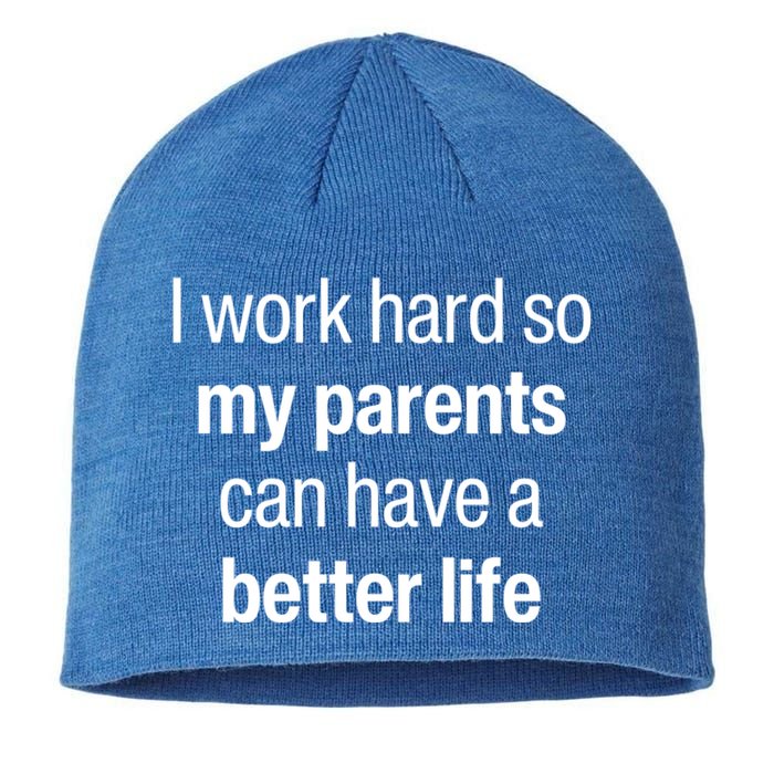 I Work Hard So My Parents Have A Better Life Son Daughter Gift Sustainable Beanie