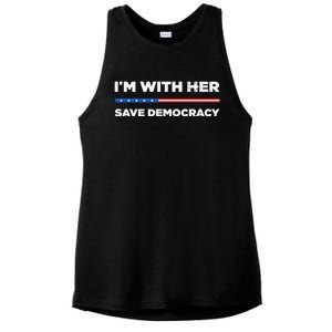 IM With Her Save Democracy 2024 President Ladies PosiCharge Tri-Blend Wicking Tank