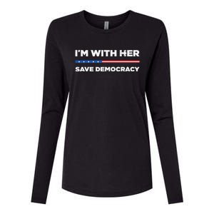 IM With Her Save Democracy 2024 President Womens Cotton Relaxed Long Sleeve T-Shirt