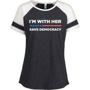 IM With Her Save Democracy 2024 President Enza Ladies Jersey Colorblock Tee