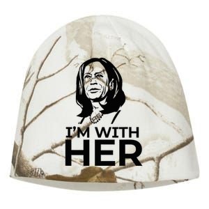 IM With Her 2024 Vote President Kamala Harris Election Meme Kati - Camo Knit Beanie