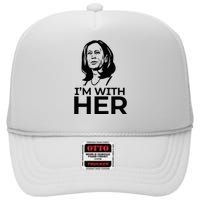 IM With Her 2024 Vote President Kamala Harris Election Meme High Crown Mesh Back Trucker Hat