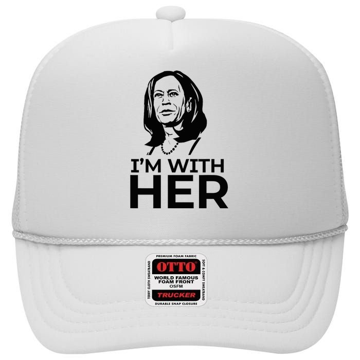 IM With Her 2024 Vote President Kamala Harris Election Meme High Crown Mesh Back Trucker Hat