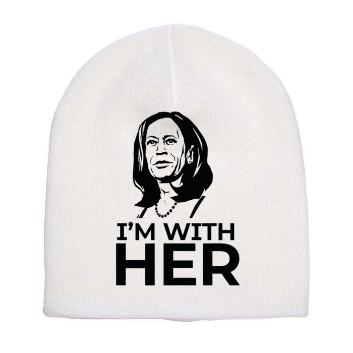 IM With Her 2024 Vote President Kamala Harris Election Meme Short Acrylic Beanie