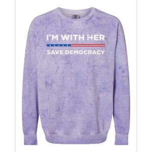 IM With Her Save Democracy 2024 President Colorblast Crewneck Sweatshirt