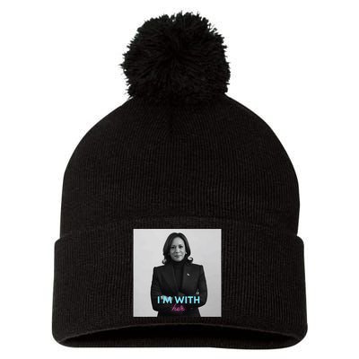 IM With Her Kamala Pom Pom 12in Knit Beanie