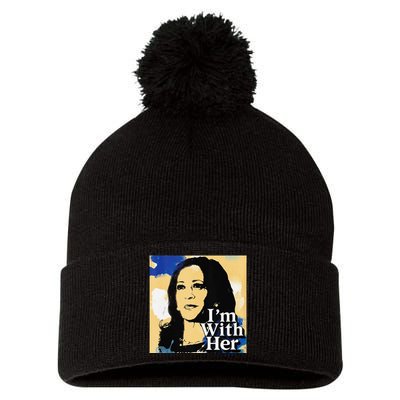 IM With Her Retro Retro Kamala Pom Pom 12in Knit Beanie